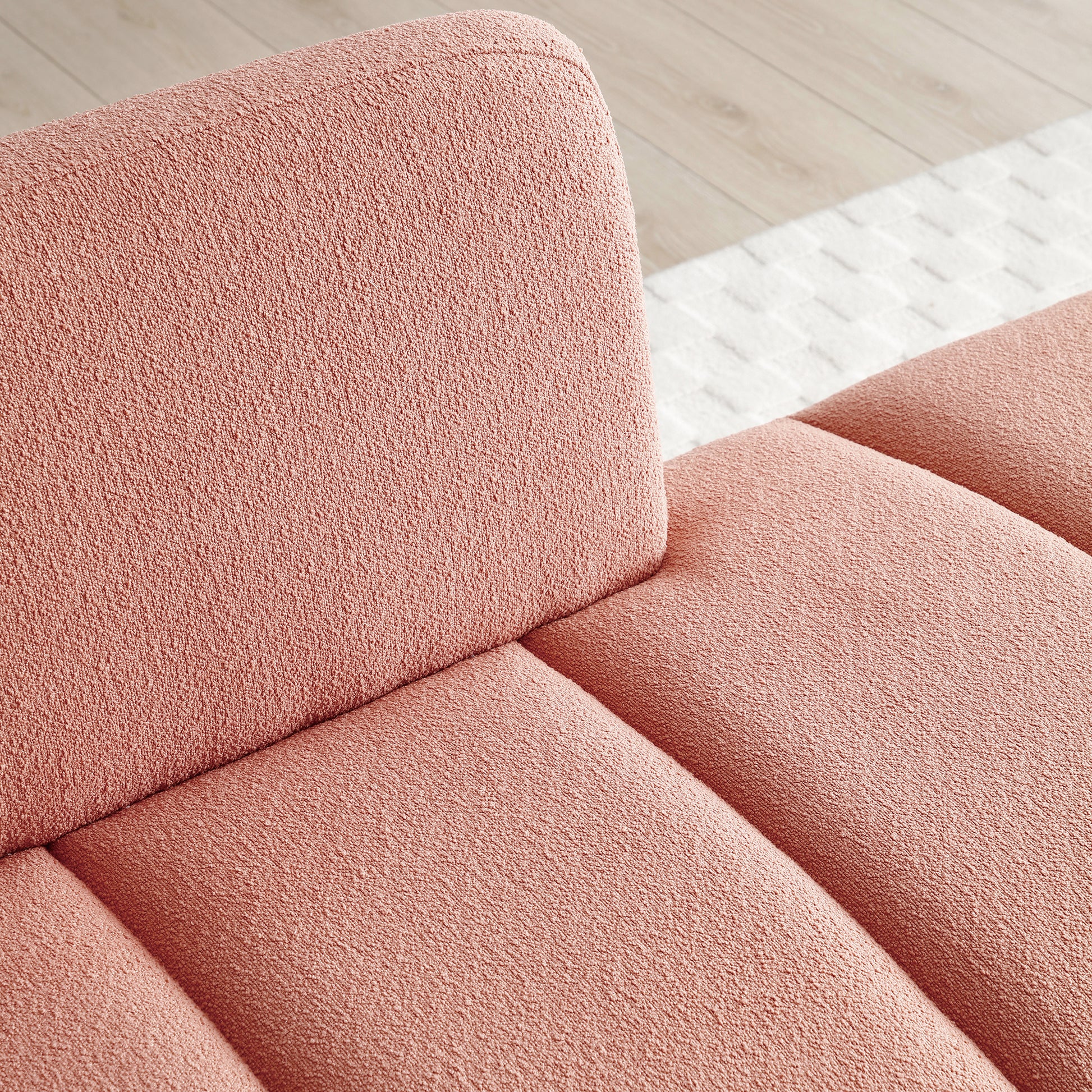 56.3"Inch Width Modern End Of Bed Bench,Teddy Fabric Upholstered 2 Seater Sofa Couch Entryway Ottoman Bench, Fuzzy Sofa Stool Footrest Window Bench With Gold Metal Legs For Bedroom, Living Room,Pink Pink Wood Modern Foam Teddy 2 Seat