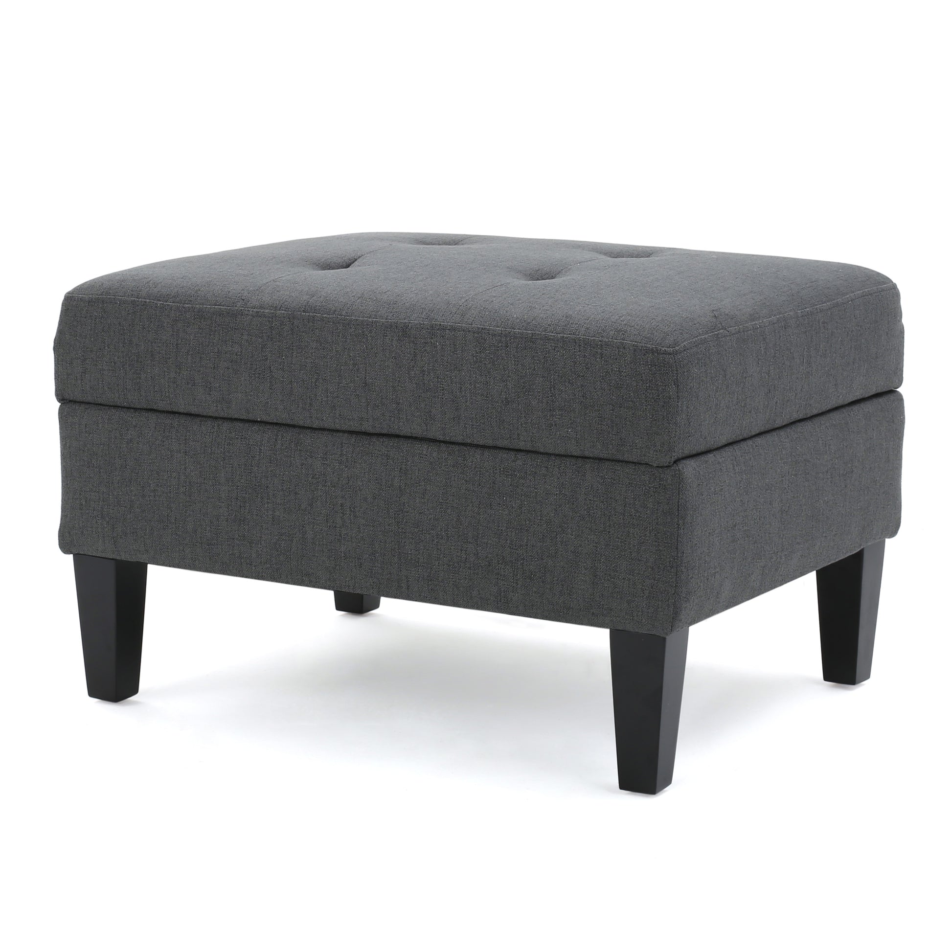 Storage Ottoman Dark Gray Fabric