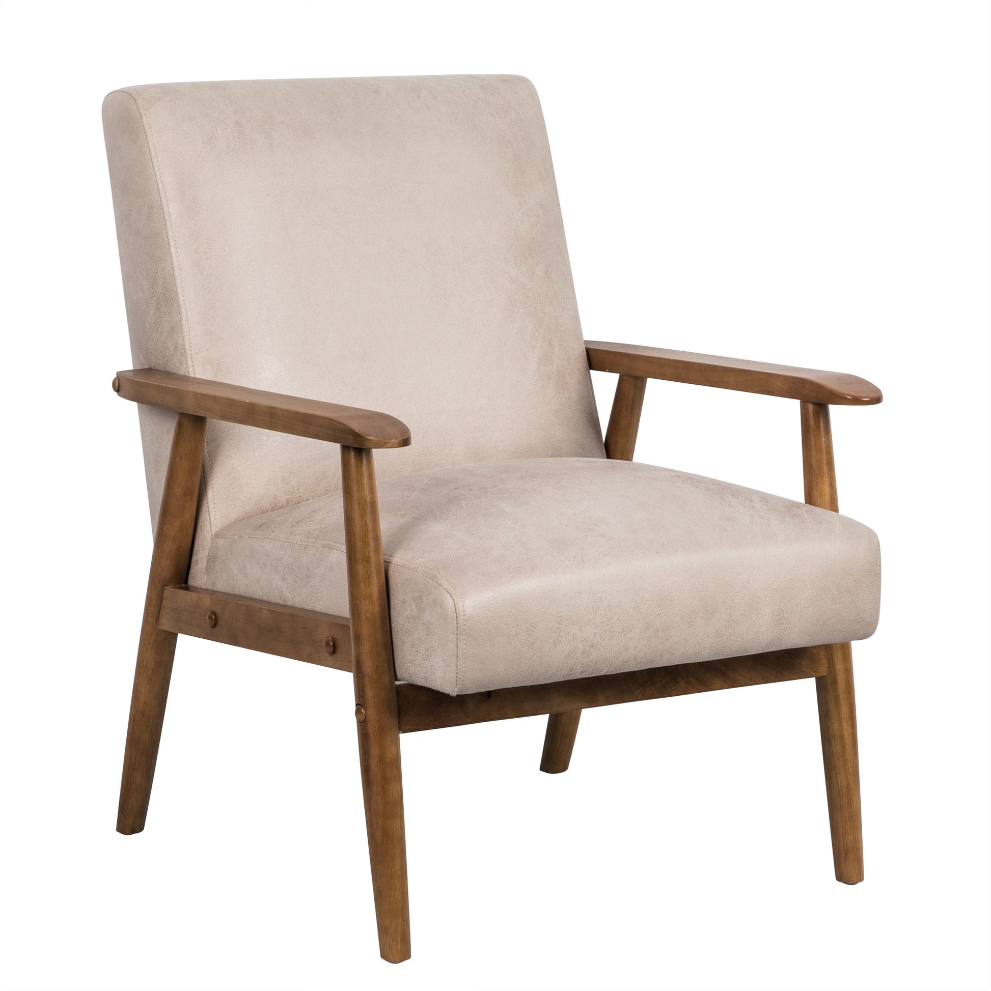 25.38'' Wide Classic Mid Century Modern Arm Chair, Light Camel Light Camel Microfiber
