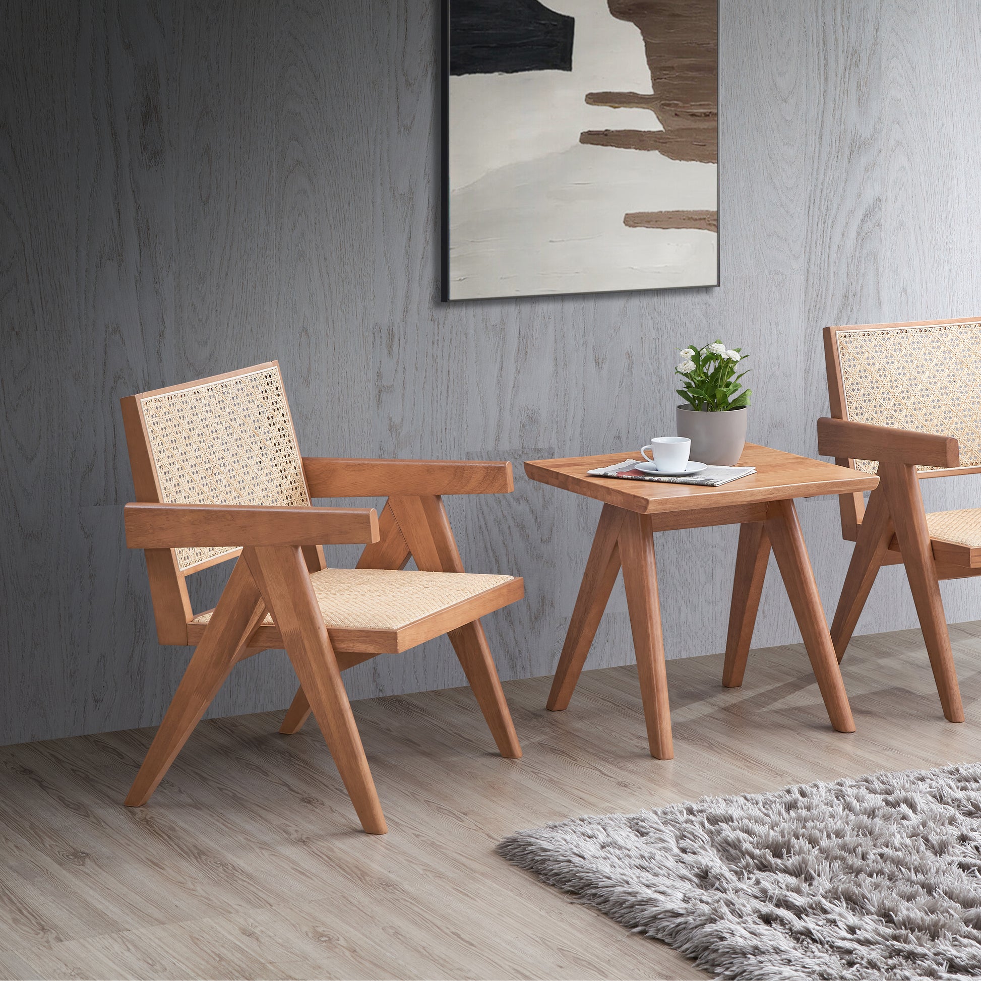 Beige And Natural Accent Chair Natural Primary Living Space Modern Wood Rattan