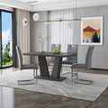 Dining Table Set For 4 6, 5 Piece Dining Table Set, Faux Wood Table Top And Modern Design Mdf Base With 4 Pu Leather Ergonomic Dining Chairs Metal Grey Modern Mdf Metal