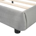 Queen Size Velvet Upholstered Platform Bed,Solid Frame And Stylish Curve Shaped Design, Gray Queen Gray Velvet