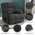 Dual Motor Heat Massage Infinite Position Up To 350 Lbs Electric Power Lift Recliners With Power Remote, Medium Firm And Heavy Duty, Grey White Metal Primary Living Space Heavy Duty Pine Grey Chenille Power Remote Medium Firm Cushion Back American Design