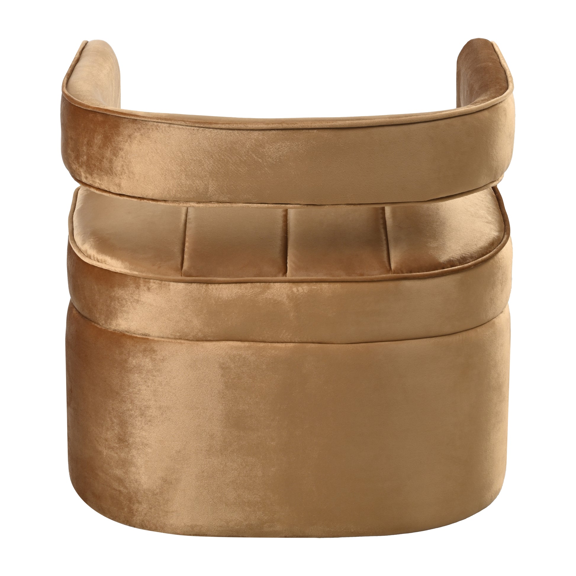 Modern Velvet Accent Chair With Ribbed Detail, Luxury Curved Fully Upholstered Accent Chair, Brown No Assembly Needed Brown Velvet