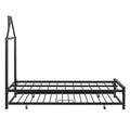 Twin Size Metal Platform Bed With Twin Size Trundle,House Shaped Headboard Design, Black Twin Black Metal