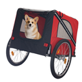 Dog Bike Trailer,Mesh Dog Cart With 3 Entrances, Safety Flag, 8 Reflectors, Folding Pet Carrier Wagon With 20 Inch Wheels, Bicycle Carrier For Medium And Small Sized Dogs Red Black Fabric Steel