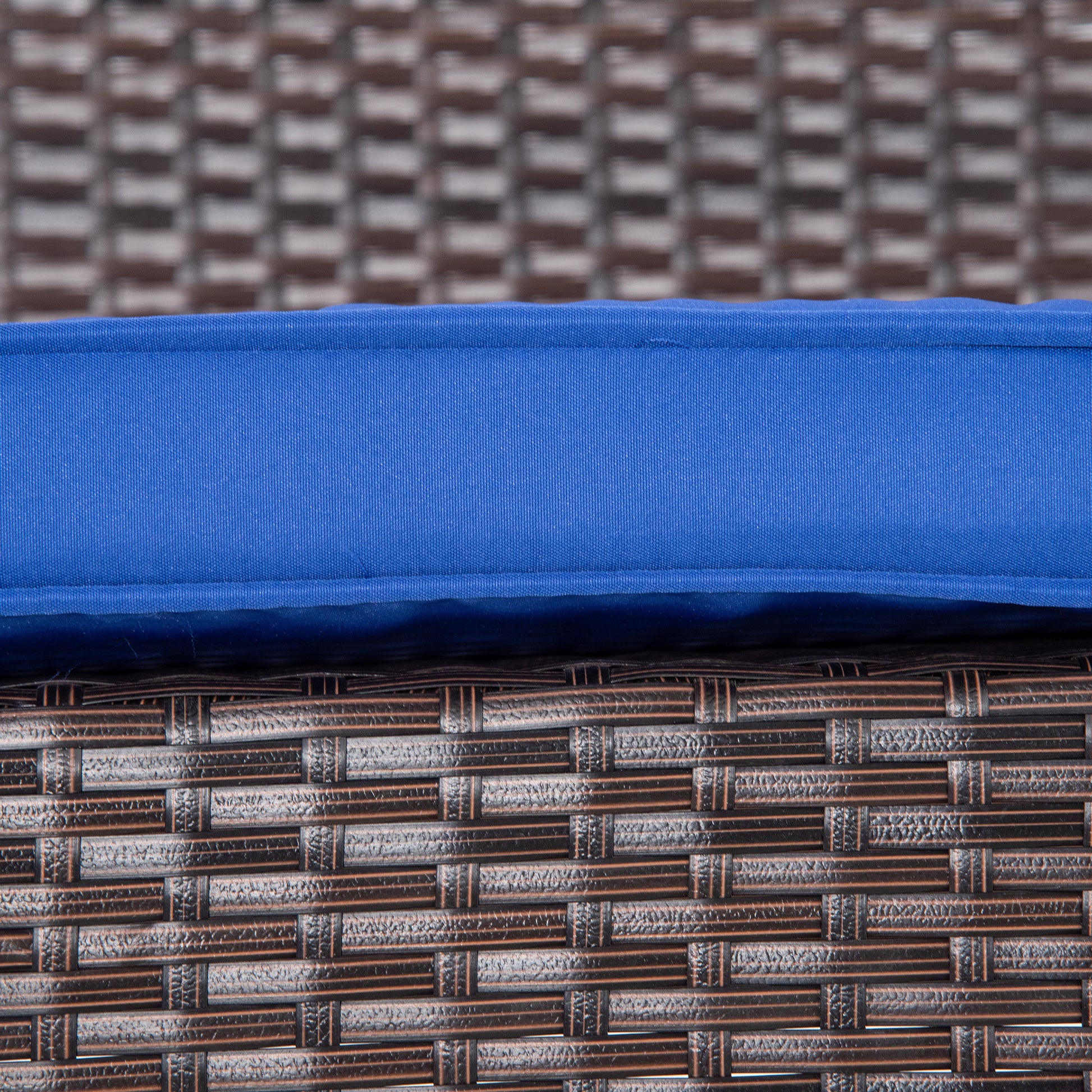 Outsunny 2 Person Wicker Hanging Swing Bench, Front Porch Swing Outdoor Chair With Cushions 550 Lbs. Weight Capacity For Backyard, Garden, Blue Blue Rattan Metal