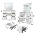 Large White Vanity Tables With Mirror And Light Matte White White Drawer 5 Drawers & Above Bedroom Extra Deep Drawers Modern 2 Or Less Poplar Mirror Included White Particle Board Mdf