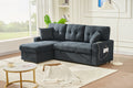 Sectional Sofa Bed L Shaped Sofa Couch Bed With Usb Port, Reversible Sofa Couch Sleeper With Pull Out Bed, Chaise With Storage, Pull Out Couch For Living Room Black Wood Fabric 3 Seat