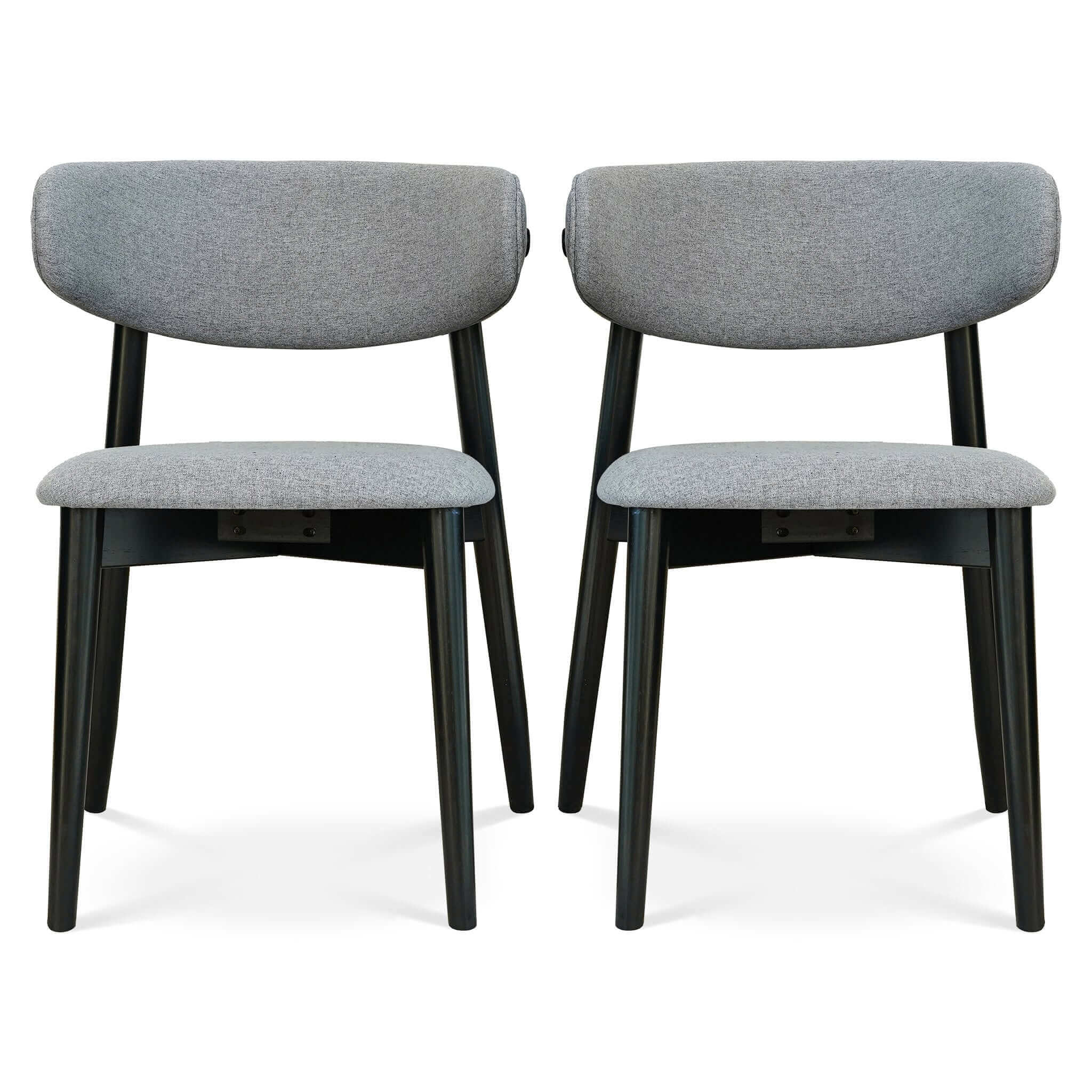 Korbin Grey Fabric Dining Chair Set Of 2 Solid Black,Light Gray Espresso Dining Room Foam Wipe Clean Mid Century Modern Dining Chairs Rubberwood Foam Fabric,Solid Wood