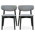 Korbin Grey Fabric Dining Chair Set Of 2 Solid Black,Light Gray Espresso Dining Room Foam Wipe Clean Mid Century Modern Dining Chairs Rubberwood Foam Fabric,Solid Wood