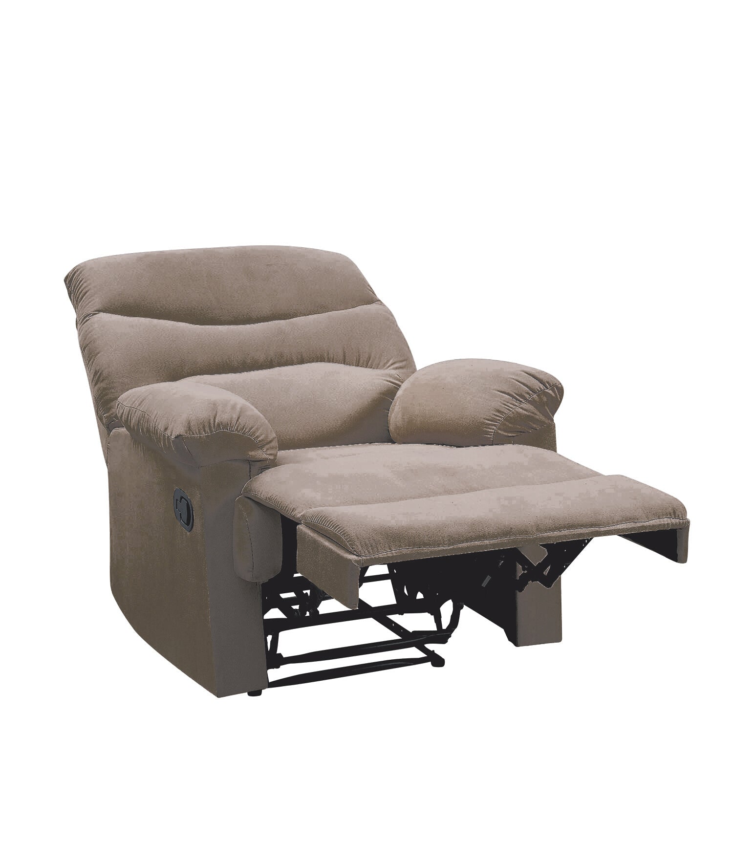 Light Brown Recliner With Pillow Top Arm Light Brown Manual Handle Metal Primary Living Space Tight Back Handle Pillow Top Arms Fabric Metal