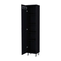 Black 1 Door Cabinet With 3 Broom Hangers Freestanding Black Bathroom Melamine