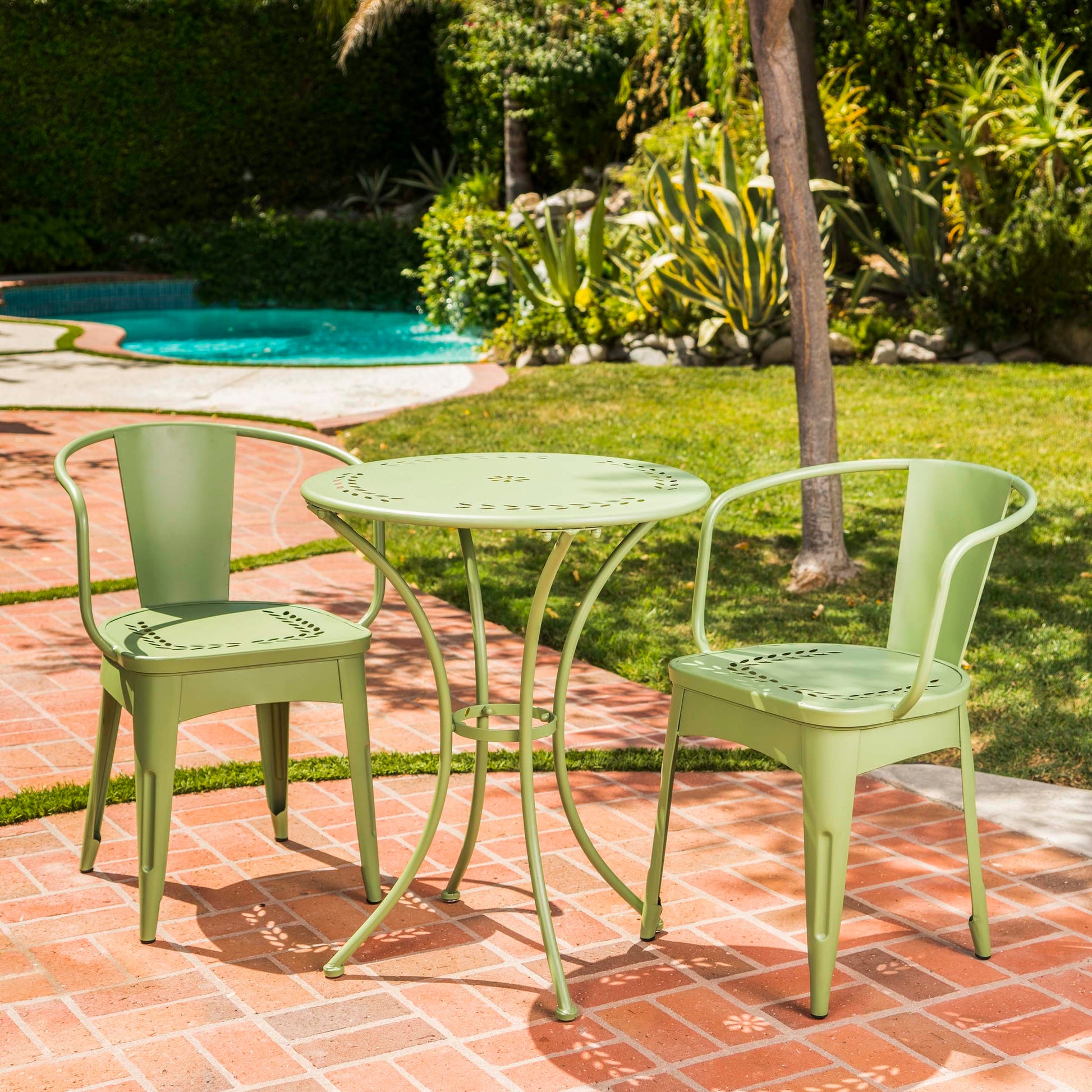 Lourdes 3 Pc Kd Metal Set Green Iron