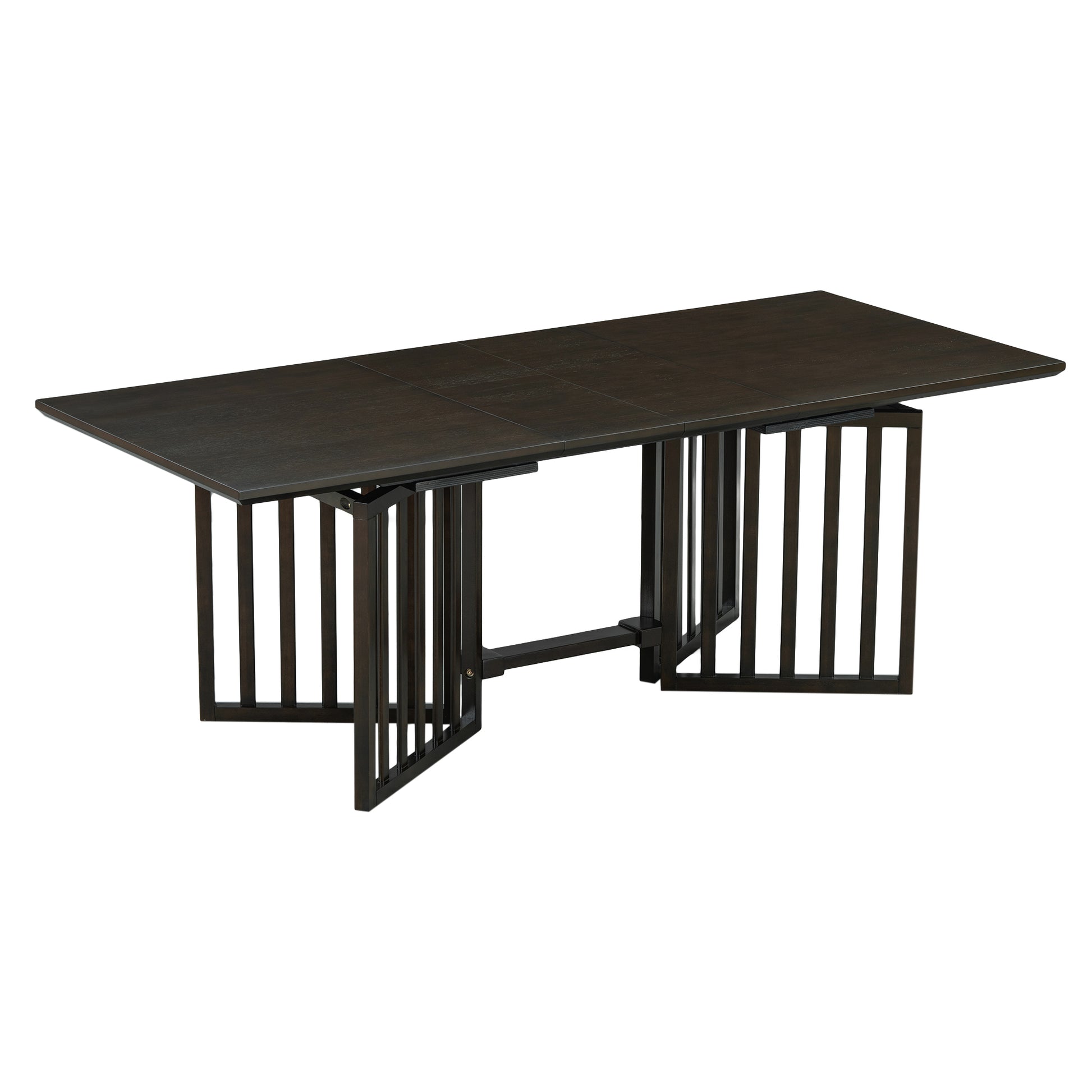 Farmhouse 9 Piece 83.9Inch Extendable Dining Table Set With 2 12 Inch Removable Leaves And 8 Upholstered Dining Chairs, Espresso Wood Dining Room Solid Wood Rubberwood Rectangular Dining Table With Chair Upholstered Chair Wood Espresso Seats 8 Removable