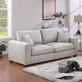 Classic Living Room 2Pc Sofa Set Ivory Corduroy Sofa And Loveseat W Pillows Square Arms Plush Couch Ivory Primary Living Space Cushion Back Classic,Contemporary,Modern Rubberwood Square Arms Corduroy 4 Seat