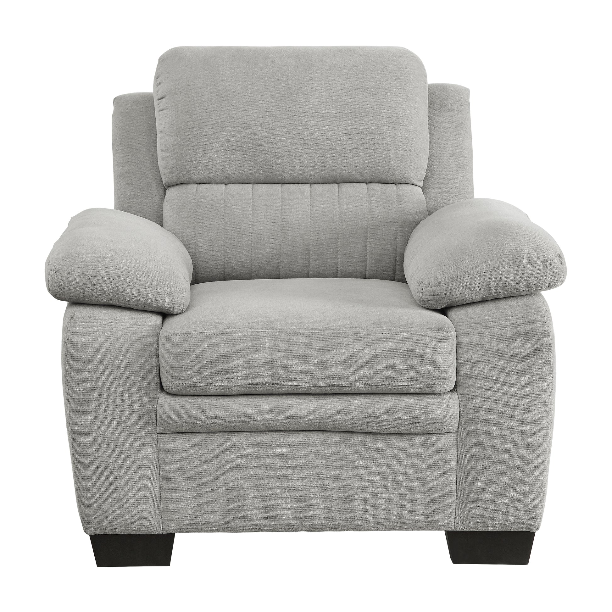 Plush Seating Chair 1Pc Gray Textured Fabric Channel Tufting Solid Wood Frame Modern Living Room Furniture Gray Primary Living Space Contemporary Solid Wood