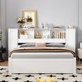 Full Size Platform Bed With Storage Headboard And Lockers, White Full Box Spring Not Required White Wood Bedroom Solid Wood Mdf