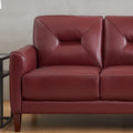 Mavis Leather Sofa Red Memory Foam Genuine Leather 3 Seat