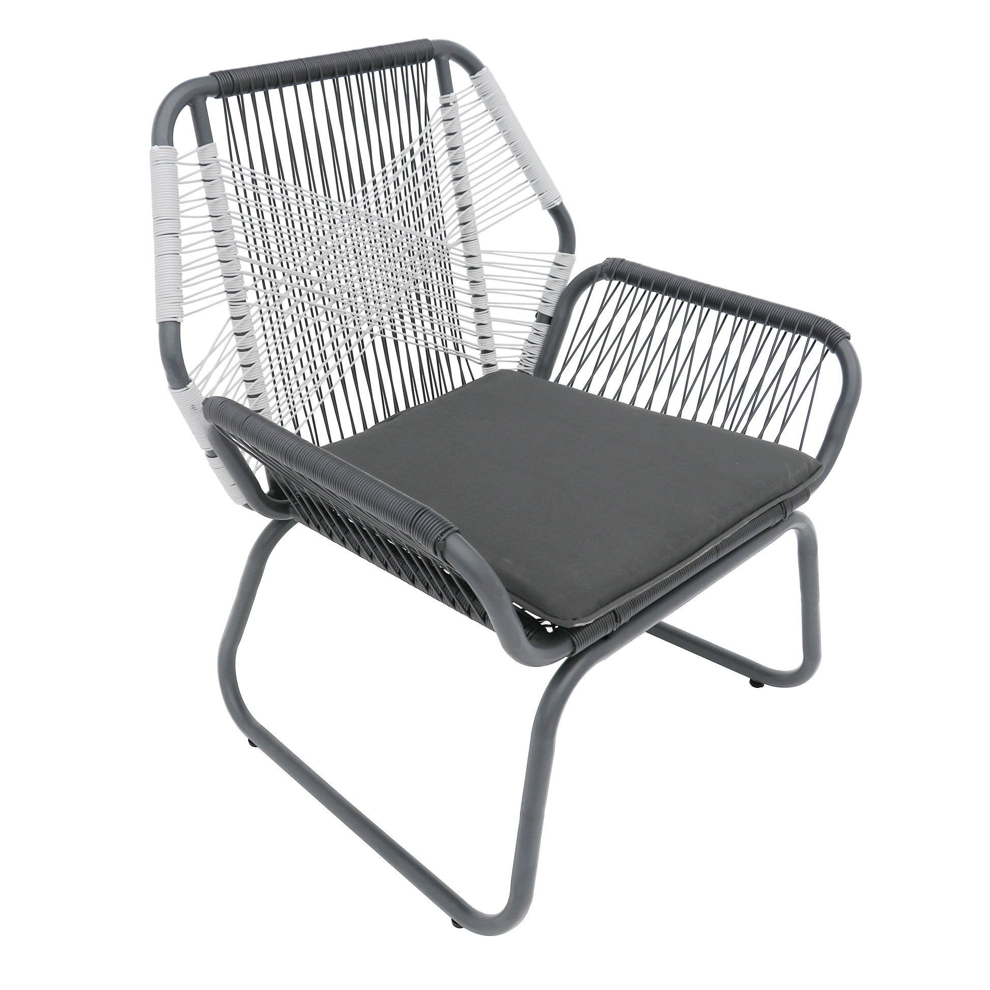Milan Club Chair Gray Pe Rattan Iron Waterproof Fabric
