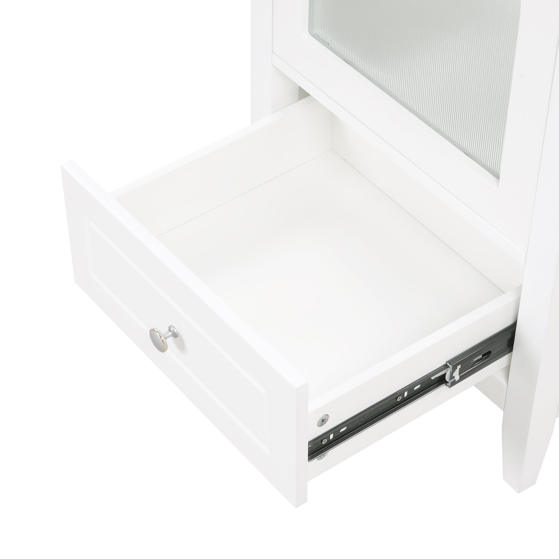 20" Bathroom Vanity With Sink, Bathroom Cabinet With Soft Closing Glass Door, A Drawer, White White Mdf