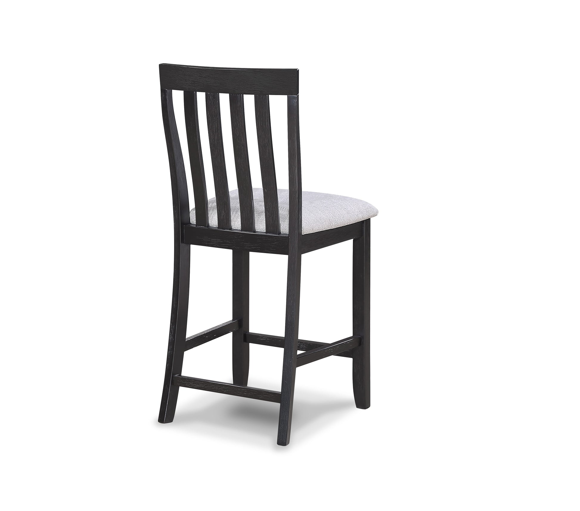 2Pc Black Light Gray Counter Height Chair Slat Back Wooden Dining Room Furniture Gray Dining Room Contemporary,Modern Bar Stools Slat Back Set Of 2 Wood