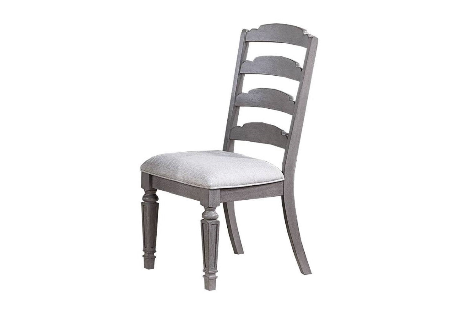 Light Grey Contemporary Style Side Chairs Set Of 2Pc Wooden Frame Ladder Back Design Dining Room Furniture Light Grey Dining Room Foam Classic,Contemporary,Modern Dining Chairs Rubberwood Ladder