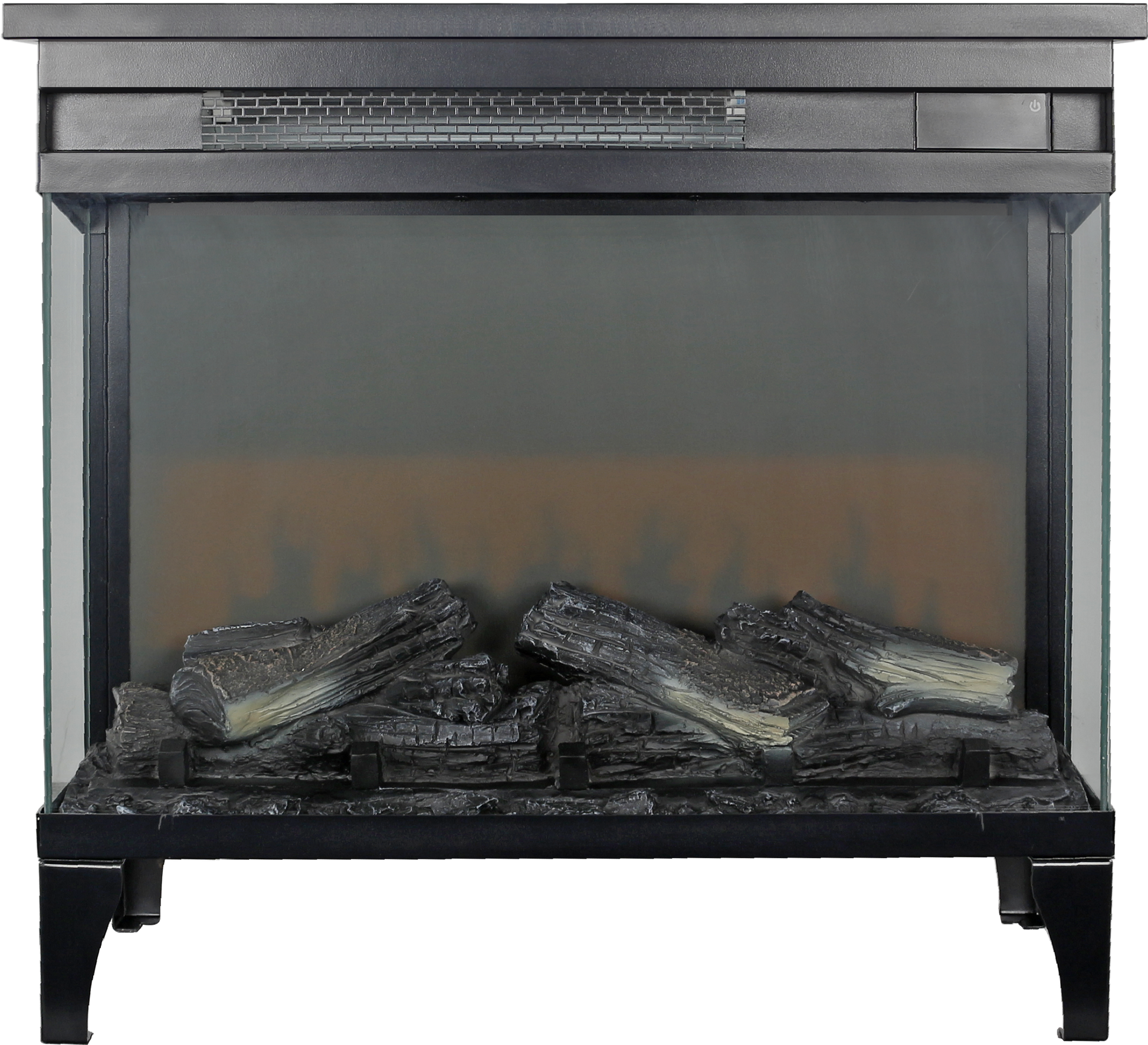 24 Inch Three Sided Glass Electric Fireplace With Feet Powder Coated Electric Antique Black Vent Free Primary Living Space Yes Insert Tempered Glass Sheet Metal Electric