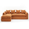 Sofa Deep Seat Sofa 3 Seater For Living Room Oversized Comfy Sofa L Shape Sofa Couch With Chaise Home Furniture Sleeper Sectional Sofa For Apartment, Office Left Hand Facing Orange Foam 3 Seat