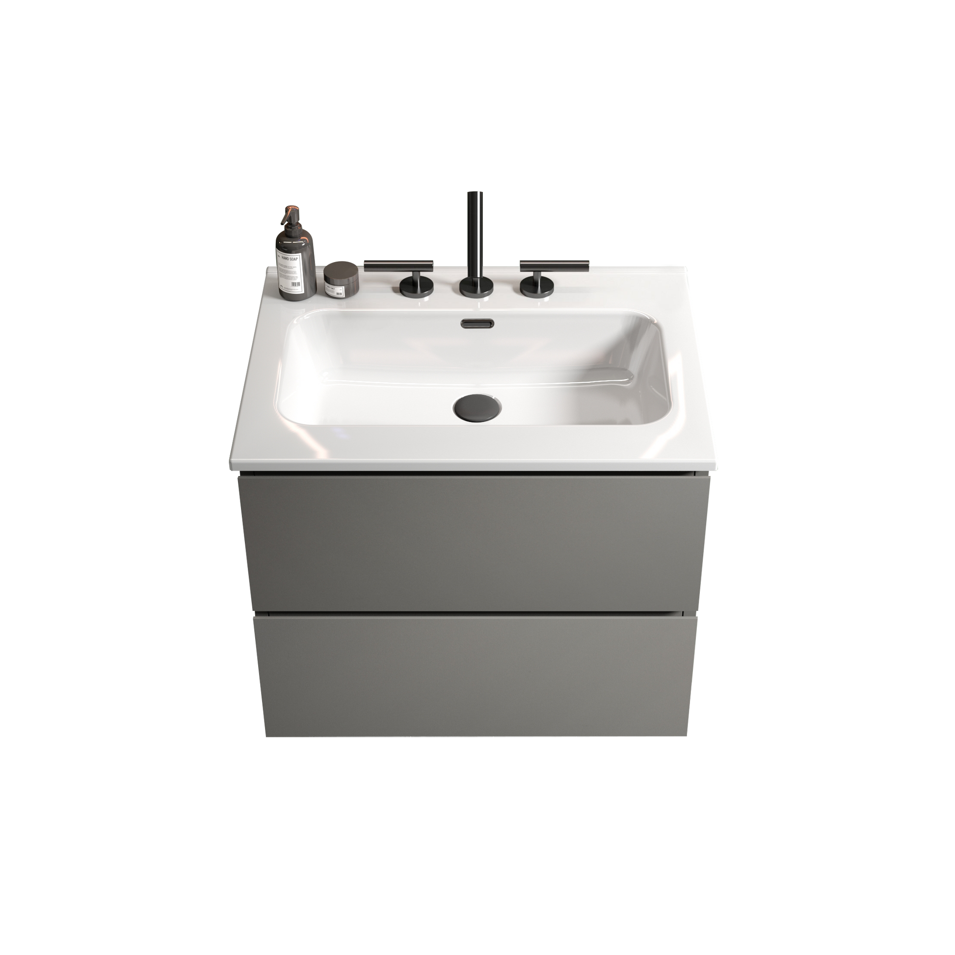 Tia 24" Wall Mount Space Grey Bathroom Vanity With Ceramic Sink With Three Faucet Holes, Large Storage Floating Bathroom Vanity For Modern Bathroom, One Piece Sink Basin Without Drain, Pre Assembled