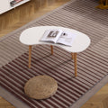 Nut Shape Coffee Table With Solid Wood Legs, 35X21 Inches White Oak Melamine