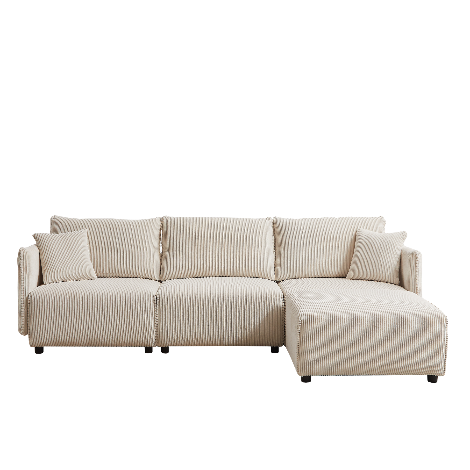 106" Multi Module Combination Style Sofa For Living Room, Bedroom And Other Lounge Spaces, Modern Minimalist Corduroy Combination Sofa With 2 Comfort Cushions With Usb & C Charging Ports,Beige Beige Foam Fabric 4 Seat
