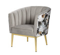 Grey And Gold Padded Accent Chair With Barrel Backrest Grey Gold Primary Living Space Contemporary Wood Fabric