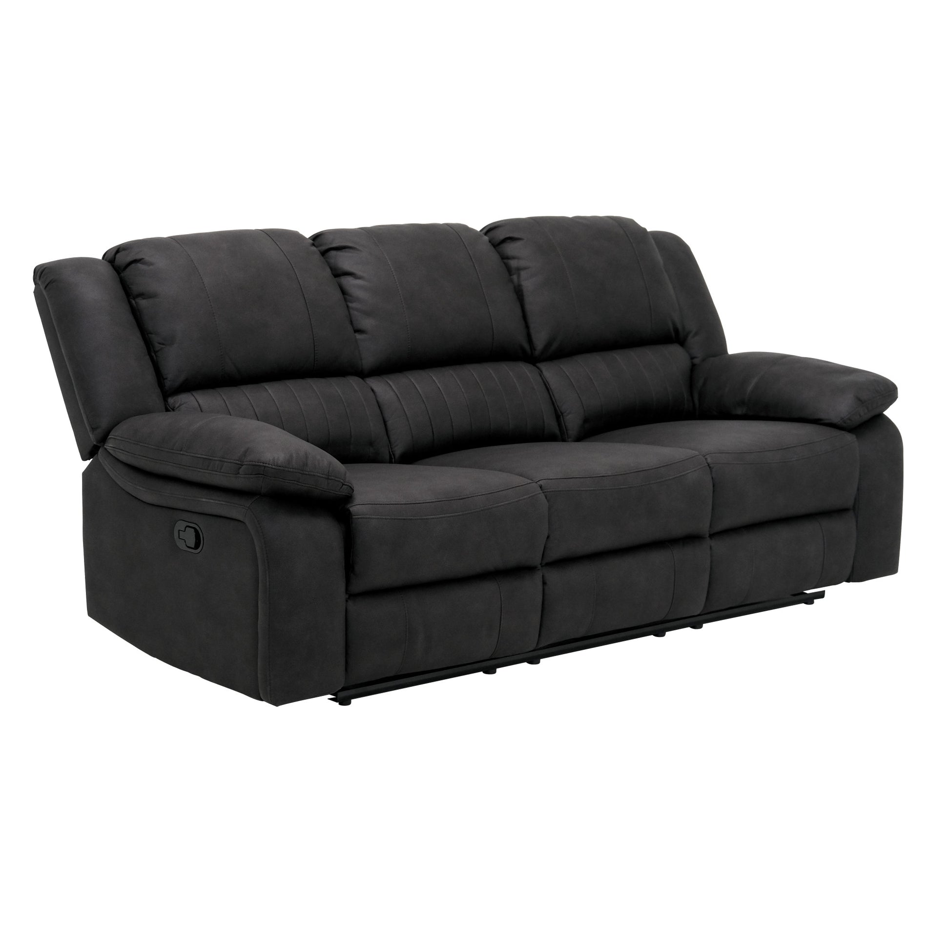 Marshall Black Reclining Sofa Black Foam Solid Wood 3 Seat
