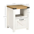 Homcom Farmhouse Side Table With Storage For Living Room White White Particle Board