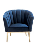 Midnight Blue And Gold Tufted Accent Chair Blue Gold Primary Living Space Wood Fabric