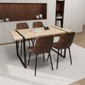 Mdf Light Wood Dining Table And Modern Dining Chair 4 Piece Set, Medieval Wooden Kitchen Dining Table Set, Rectangular Metal Base, Dining Table And Suede Chair Wood Mdf