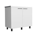 2 Freestanding Utility Base Cabinet With Stainless Steel Countertop And 2 Door, White White Solid Wood Mdf Engineered Wood