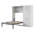 Full Size Murphy Bed With Lockers And Wardrobes, White Box Spring Not Required Full White Murphy Solid Wood Mdf