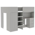 Wood Full Size Loft Bed With Built In Wardrobe, Desk, Storage Shelves And Drawers, Grey Expected Arrival Time: 9.8 Box Spring Not Required Full Grey Wood Bedroom Bed Frame Solid Wood Mdf