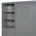 Queen Size Murphy Bed Wall Bed With Closet ,Drawers And Shelves,Gray Queen Gray Mdf Lvl