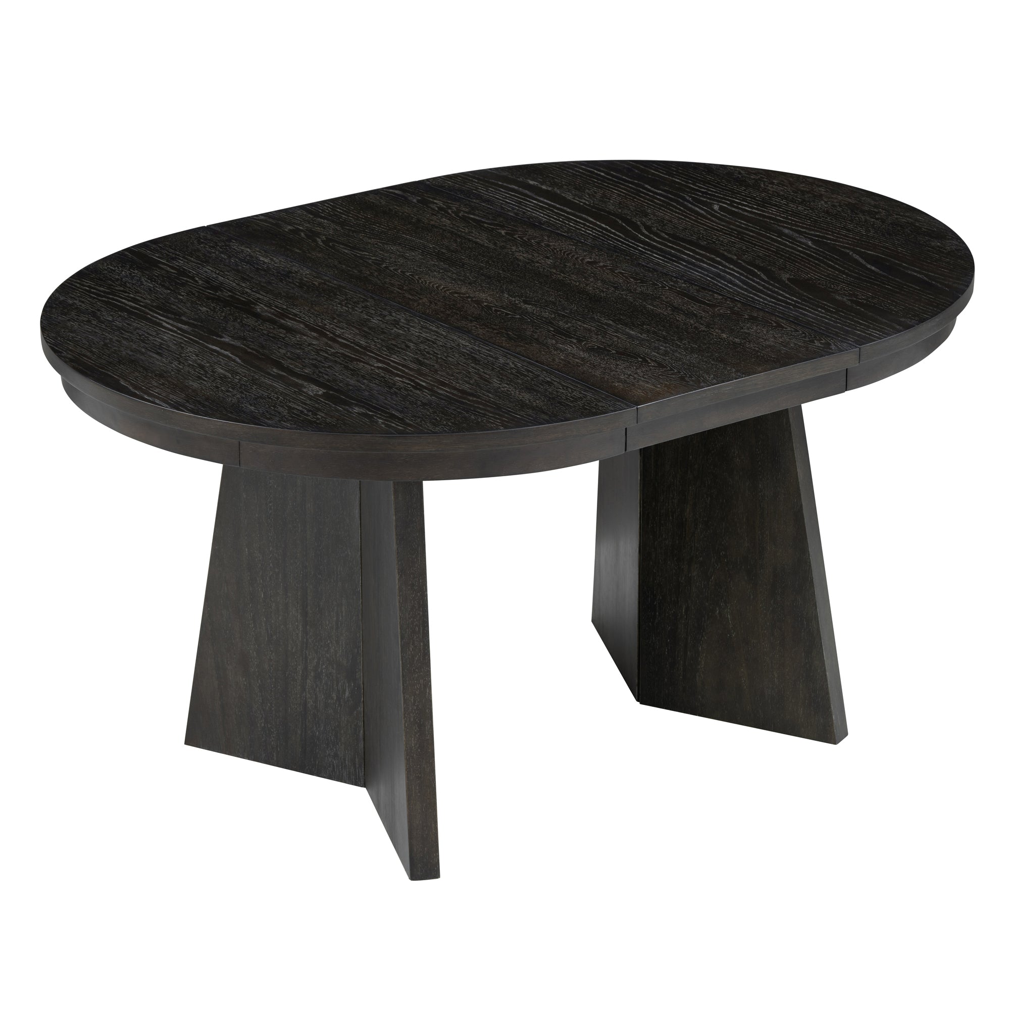 Retro Extendable Dining Table With A 16 Inch Middle Leaf For Dining Room And Kitchen Espresso Espresso Solid Wood Mdf