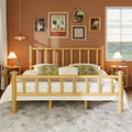Farmhouse Log Bed Frame King Rustic Style Pure Solid Pine Cylinder Construction Bed Fits Mattresses And Box Springs, Natural Finish King Natural Pine