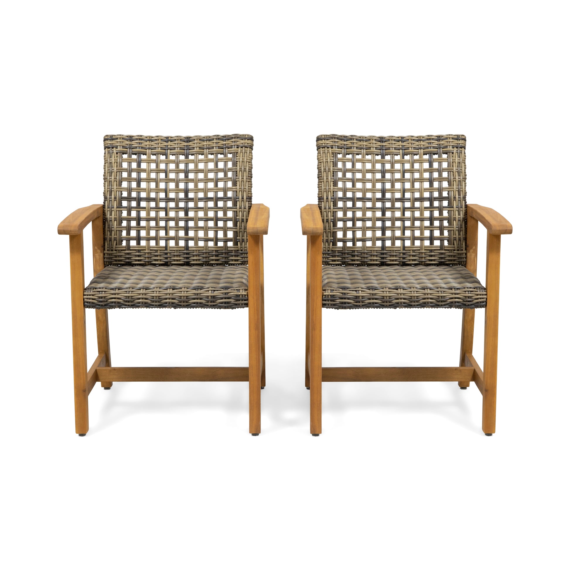Hampton Wood And Wicker Dining Chair Set Of 2 Natural Stained Pe Rattan Iron