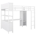 Metal Loft Bed With Wardrobe And L Shaped Desk, Full Size Loft Bed With Storage Cubes And Shelves, Heavy Duty Loft Bed For Kids Teens Adults, White Pre Sale Date: August 10Th Full Off White Metal