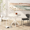 31.5'' Modern Cross Leg Round Dining Table, White Marble Top Occasional Table, Two Piece Removable Top, Matte Finish Iron Legs White Mdf Metal