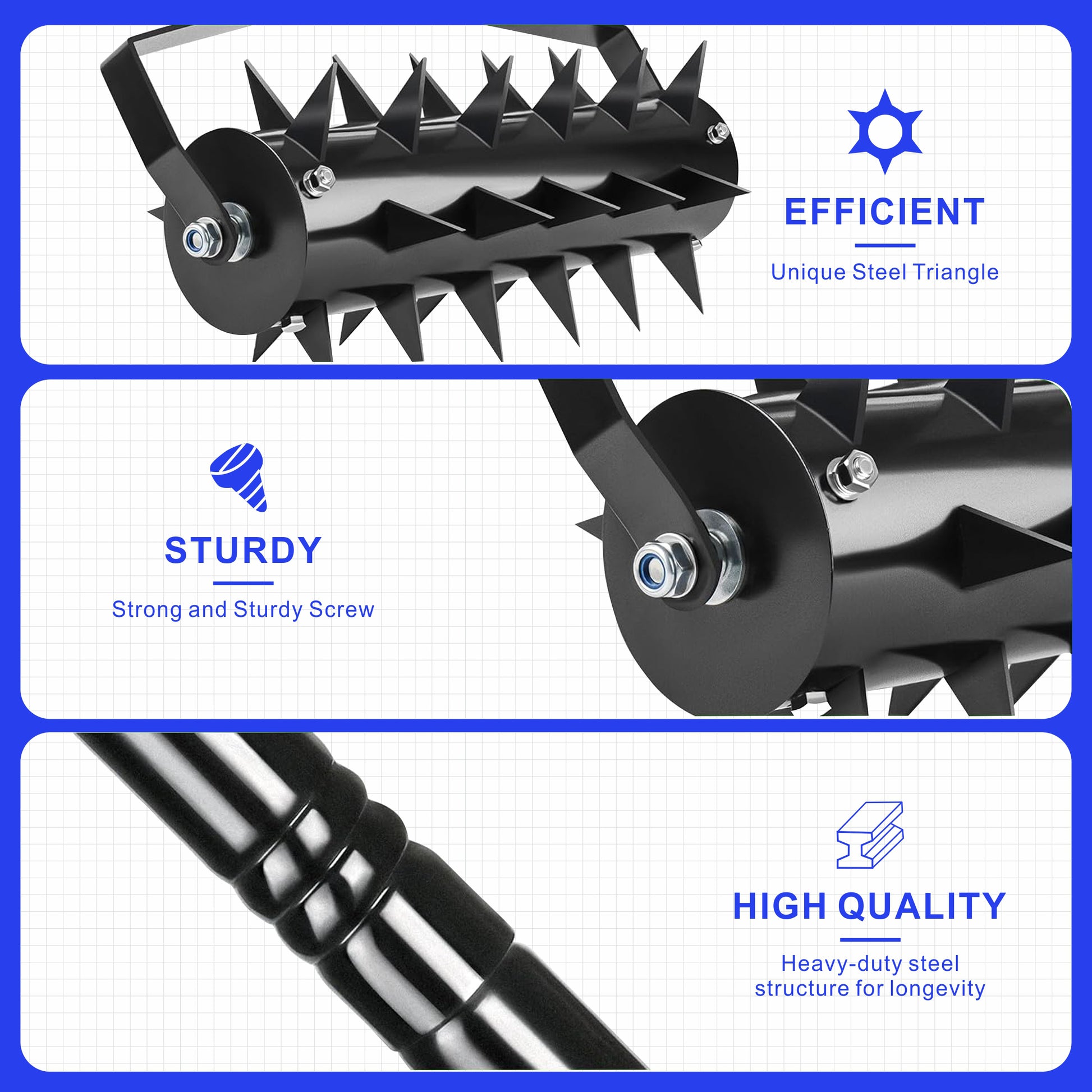 Lawn Aerators, Gardens, Yards, Loose Soil In Farmland,Gardening Lawn Aerator Tool, Upgraded Heavy Duty Aerator Lawn Soil Penetrator Spikes, For Garden Grass Patio Yard. Black Iron