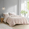 3 Piece Cotton Jacquard Duvet Cover Set Queen Pink Cotton