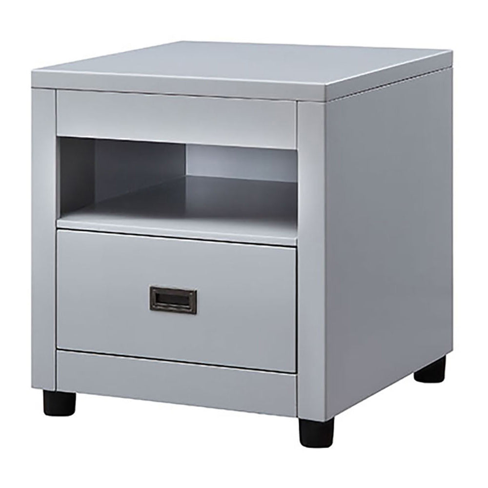 Dove Grey Storage End Table Grey Primary Living Space Poplar Drawers Rectangular Wood