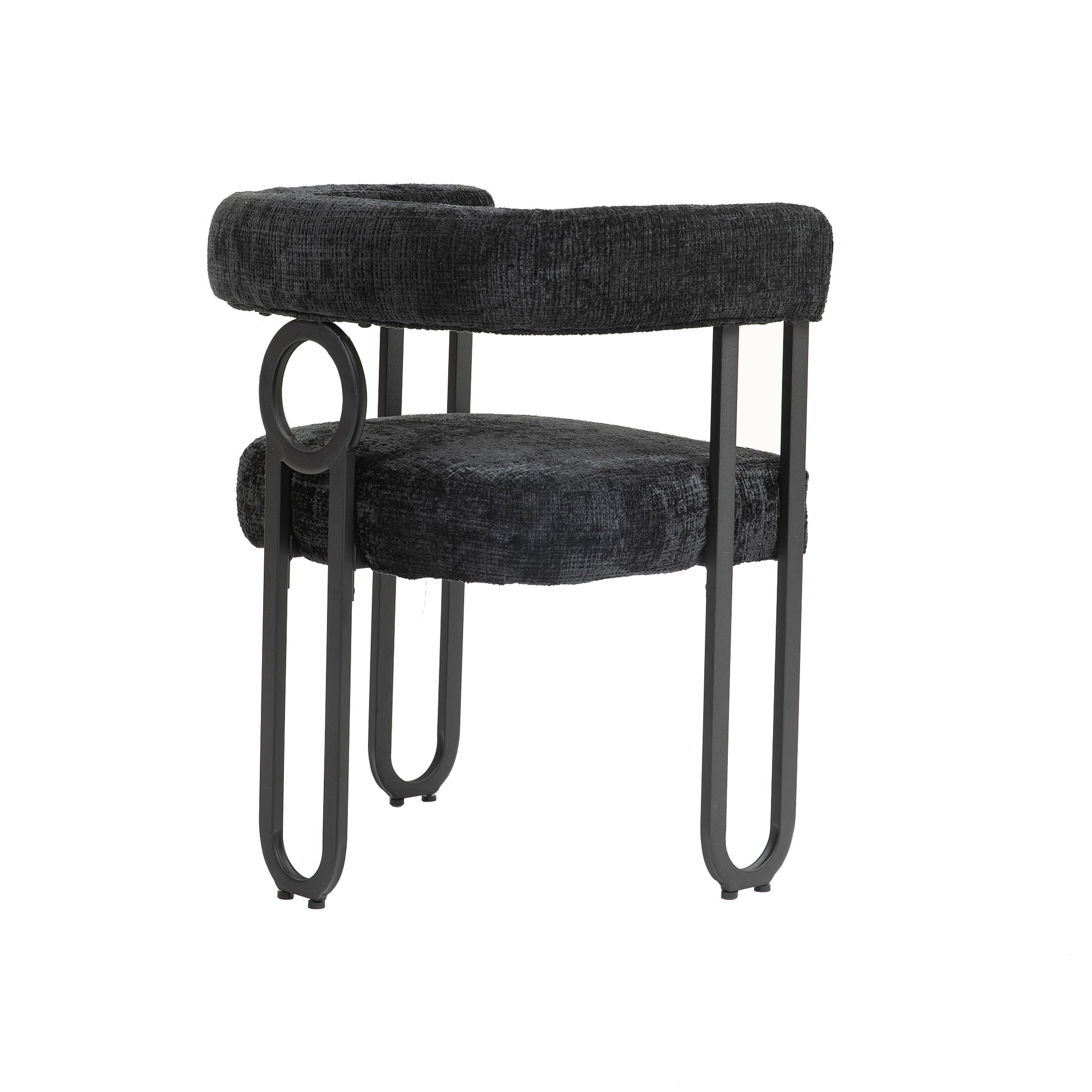 Coolmore Contemporary Designed Velvet Fabric Upholstered Accent Dining Chair Barrel Side Chairs Kitchen Armchair For Living Room Set Of 2 Black Chenille Black Dining Room Foam Chenille